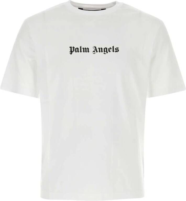 Palm Angels Witte katoenen T-shirt Klassieke stijl White Heren