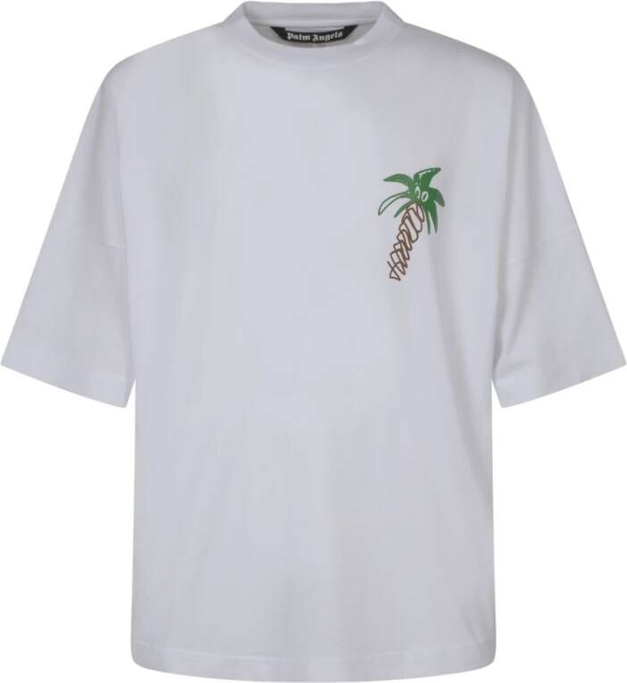 Palm Angels Witte T-shirt met logo-print en palmboomprint White Heren