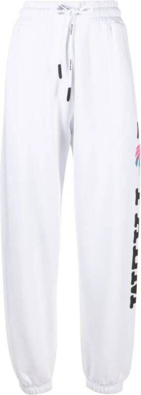 Palm Angels Witte sportbroek met logo print White Dames