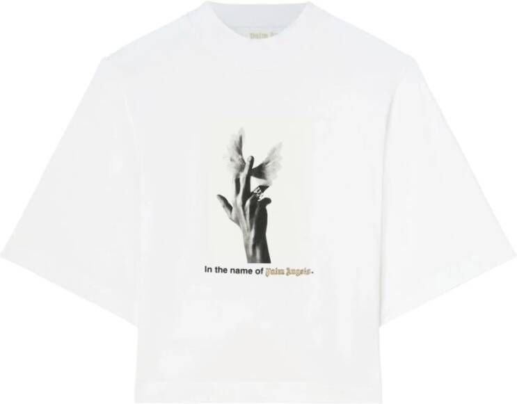 Palm Angels Witte T-shirt voor dames Stijlvol en comfortabel White Dames