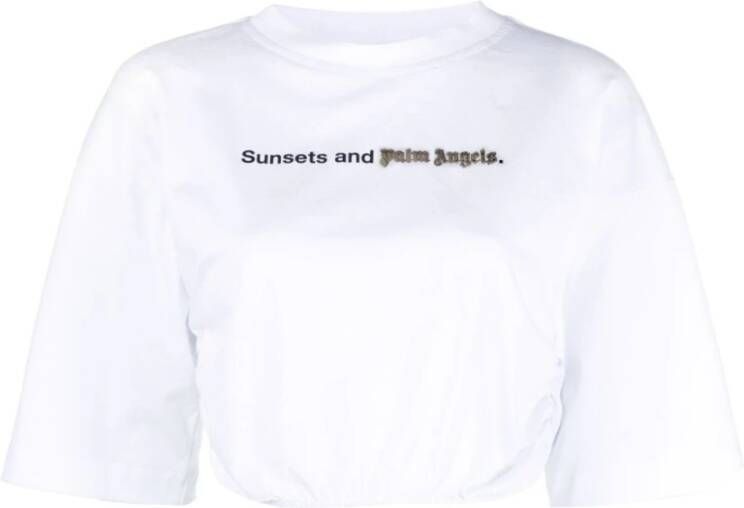 Palm Angels Witte T-shirts en Polos met Korte Mouwen White Dames