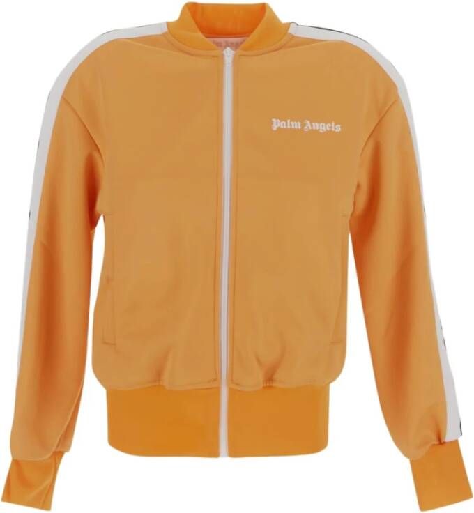 Palm Angels Zip-Through Sweatshirt met Bomber Track Jacket Stijl Oranje Dames