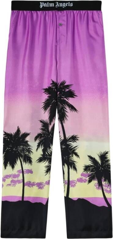 Palm Angels Zonsondergang-print Rechte Broek Purple Heren