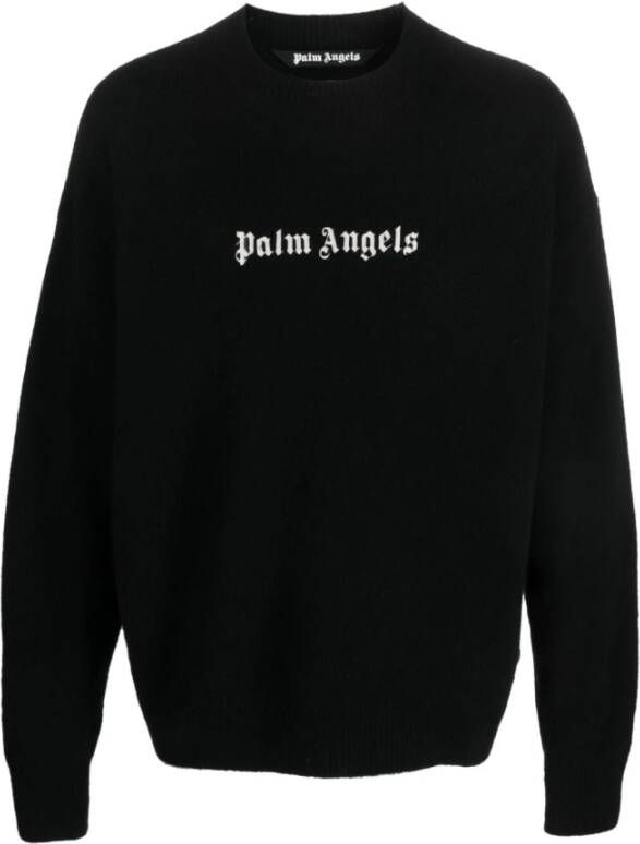Palm Angels Zwart en wit Classic Logo Sweater Zwart Heren