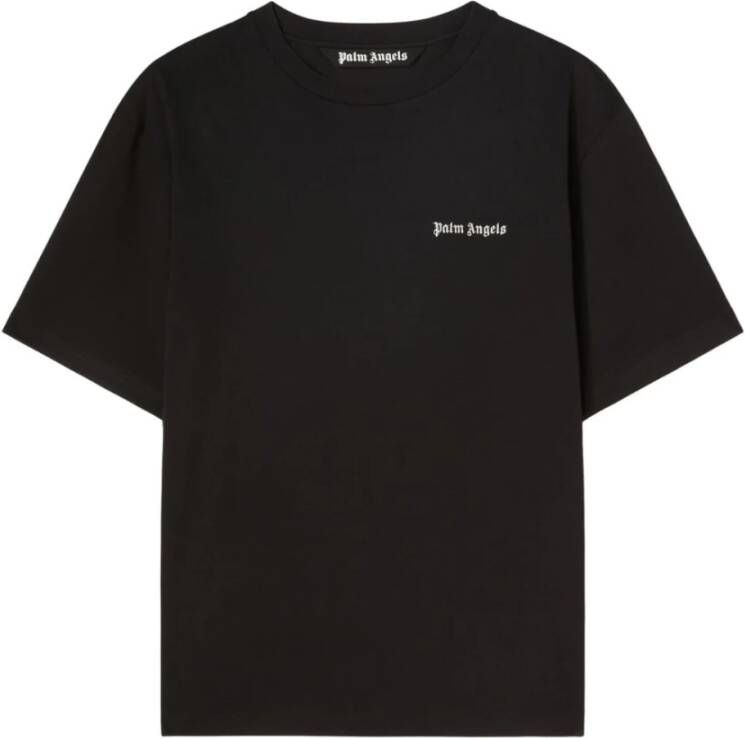 Palm Angels T-shirt met geborduurd logo van 100% katoen Black Heren