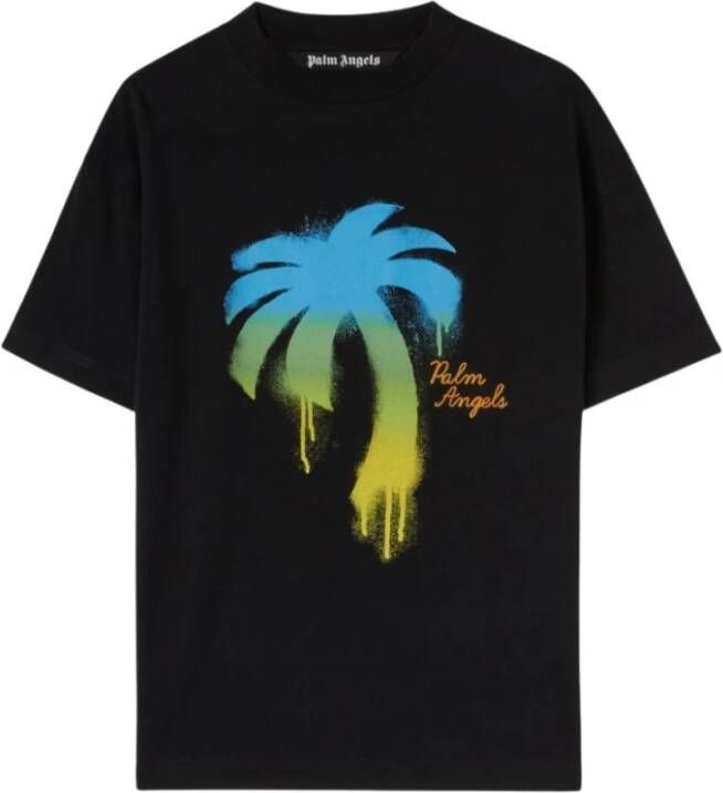 Palm Angels Zwart Grafisch Print Crewneck T-Shirt Zwart Heren