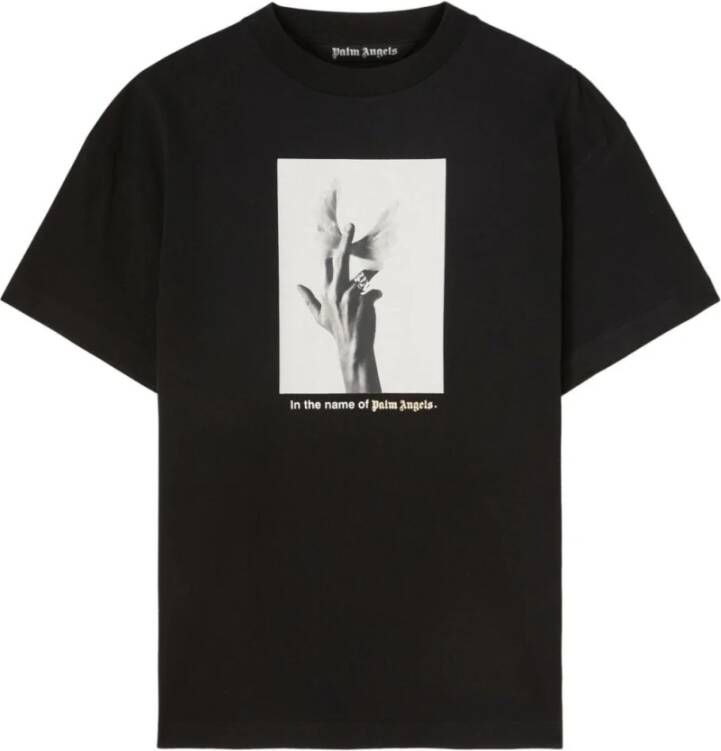 Palm Angels Zwart Katoenen T-Shirt voor Heren Aw23 Collectie Zwart Heren