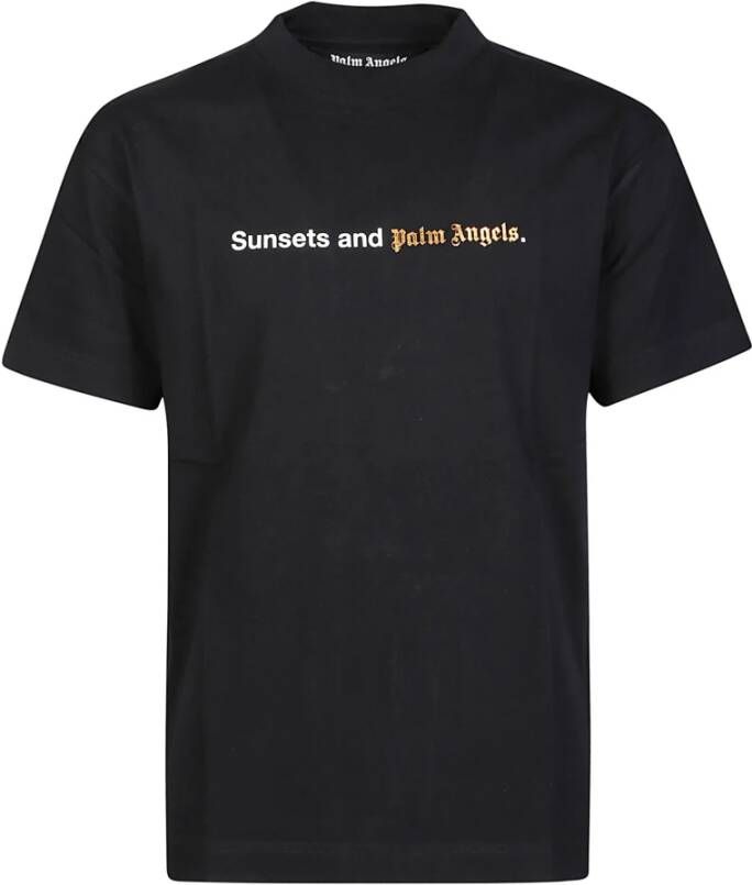 Palm Angels Zwart Wit Sunsets T-Shirt Zwart Heren