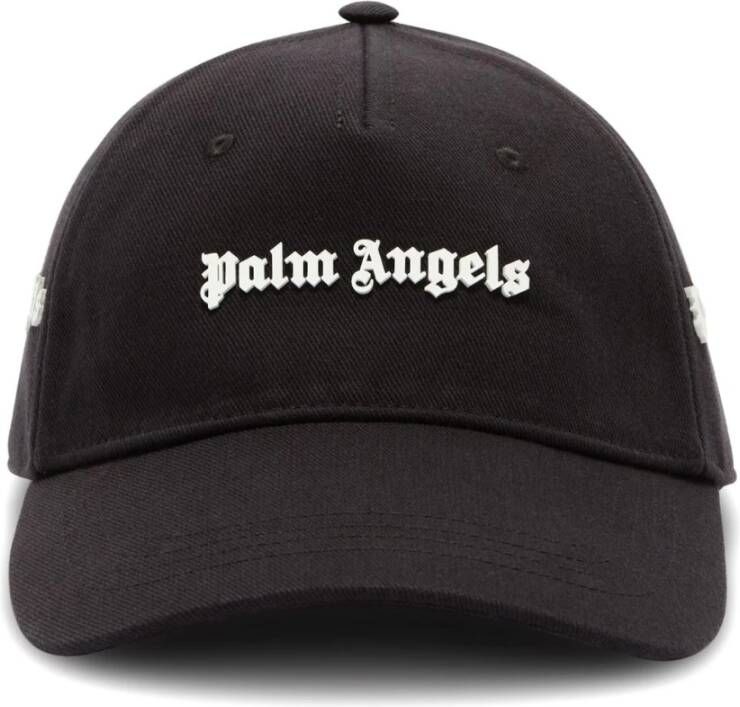 Palm Angels Zwarte geborduurde logo baseballpet Zwart Heren