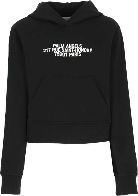 Palm Angels Zwarte katoenen hoodie met contrasterend borduurwerk Zwart Dames