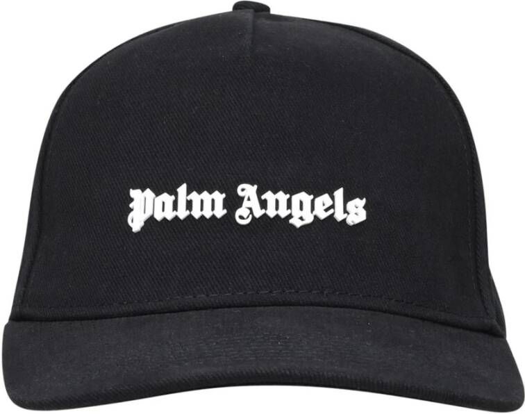 Palm Angels Zwarte katoenen pet met geborduurd logo Zwart Heren