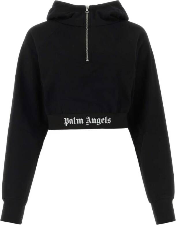 Palm Angels Zwarte katoenen sweatshirt Stijlvol en comfortabel Zwart Dames