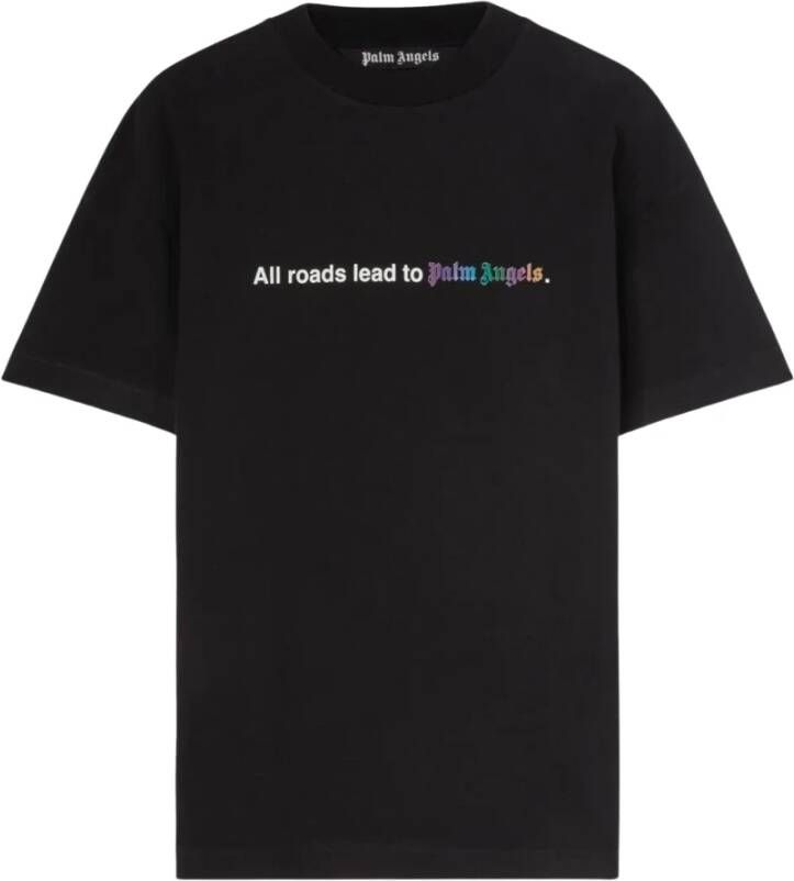 Palm Angels Zwarte katoenen T-shirt met sloganprint voor heren Zwart Heren