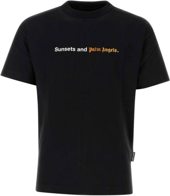 Palm Angels Zwarte katoenen T-shirt Zwart Heren