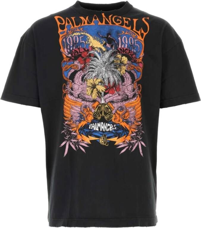 Palm Angels Zwarte katoenen T-shirt Zwart Heren