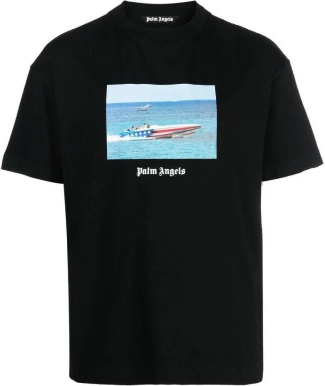 Palm Angels Zwart Katoenen T-Shirt Regular Fit Black Heren