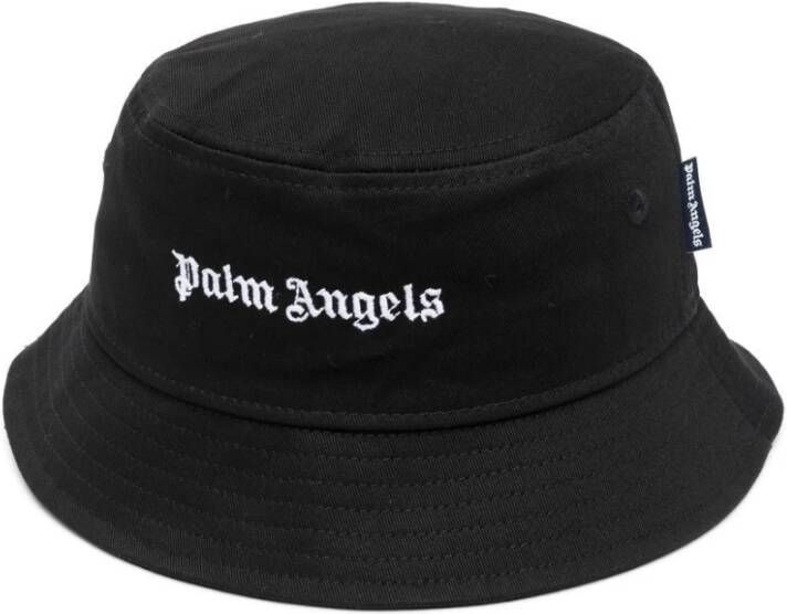 Palm Angels Zwarte Logo Lettering Bucket Hoed Zwart Heren