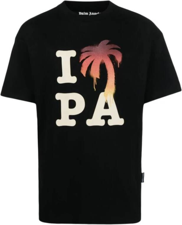 Palm Angels Logo-print Katoenen T-shirt met Grafische Print Black Heren