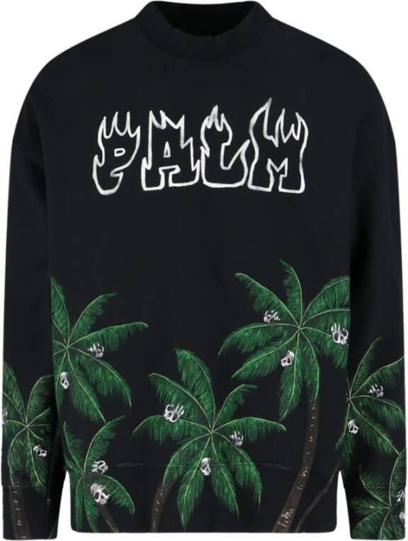 Palm Angels Zwarte Sweaters met Palm Print Zwart Heren