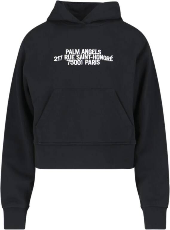 Palm Angels Zwarte Sweaters met Capuchon en Kangoeroezak Black Dames