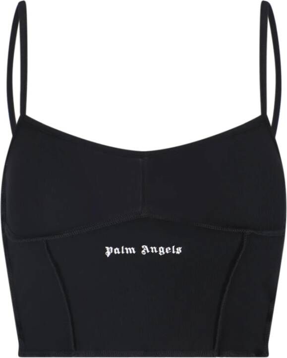 Palm Angels Zwarte Shirt met Logo Detail Black Dames