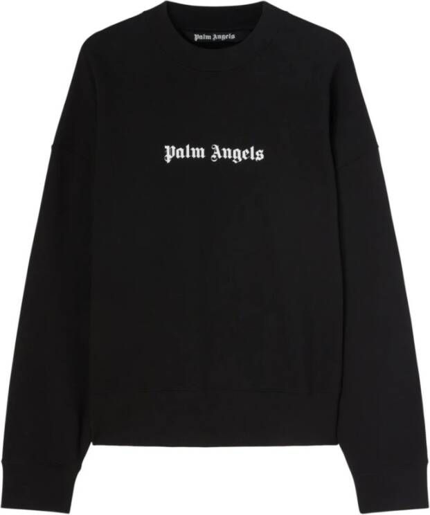 Palm Angels Zwart Wit Logo Print Sweatshirt Zwart Heren