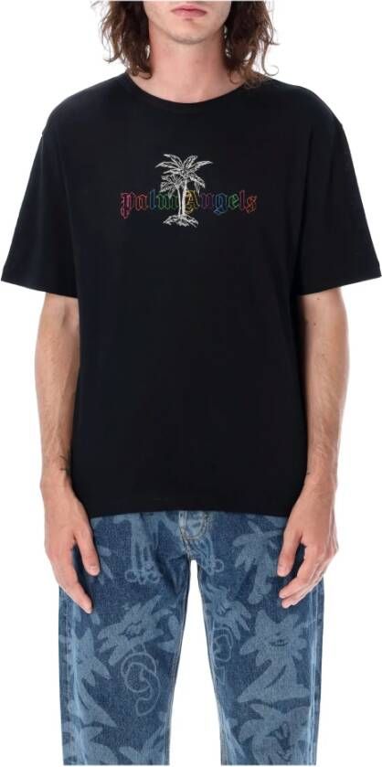 Palm Angels Zwart Wit PA Gevoerd T-Shirt Herenmode Zwart Heren