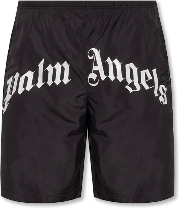 Palm Angels Zwarte gebogen logo zwembroek Zwart Heren