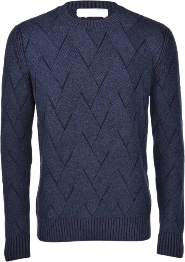 Paolo Fiorillo Capri Cashmere Zig Zag Trui Blauw Heren