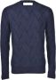 Paolo Fiorillo Capri Cashmere Zig Zag Trui Blauw Heren - Thumbnail 1