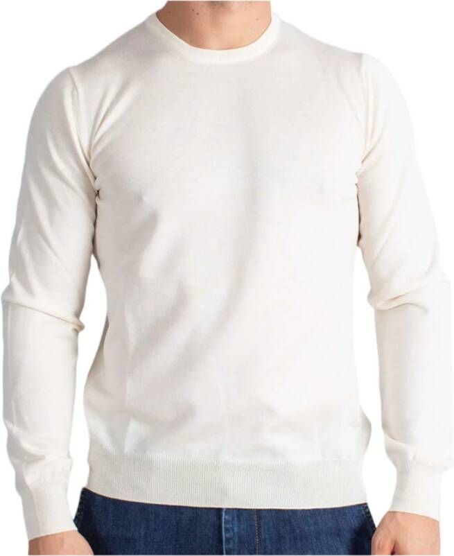 Paolo Fiorillo Capri Witte Wollen Trui met Engelse Ribbel White Heren