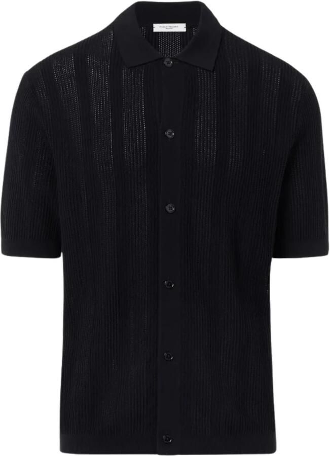 Paolo Pecora Zwarte korte mouw gebreide shirt Black Heren