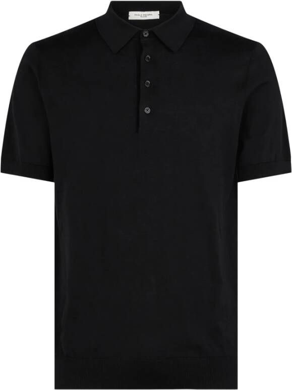 Paolo Pecora Premium Zwarte Polo Shirt Black Heren