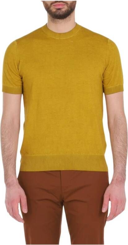 Paolo Pecora T-shirt in Filo Slavata Yellow Heren