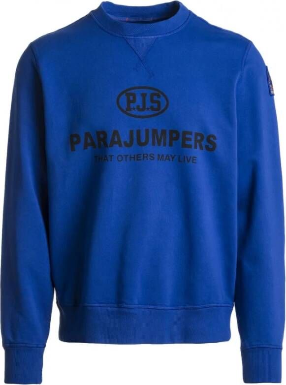 Parajumpers Blauwe Sweater met Ronde Hals en Logo Blauw Heren