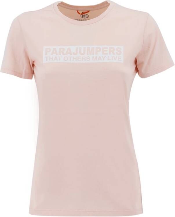 Parajumpers Ronde hals katoenen T-shirt Roze Dames