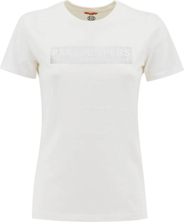 Parajumpers Ronde hals katoenen T-shirt White Dames