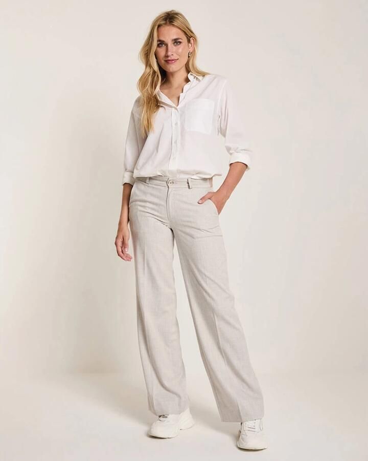 Para Mi wide leg high waist casual broek lichtgrijs - Foto 4