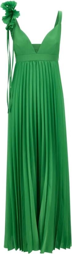 P.a.r.o.s.h. Geplooide jurk met bloemenschouderdetail Green Dames