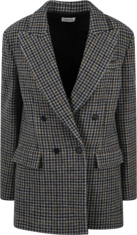 P.a.r.o.s.h. Houndstooth Double-Breasted Blazer Blue Dames