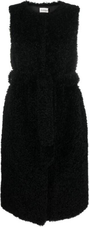 P.a.r.o.s.h. Zwarte mouwloze jas met riem Zwart Dames