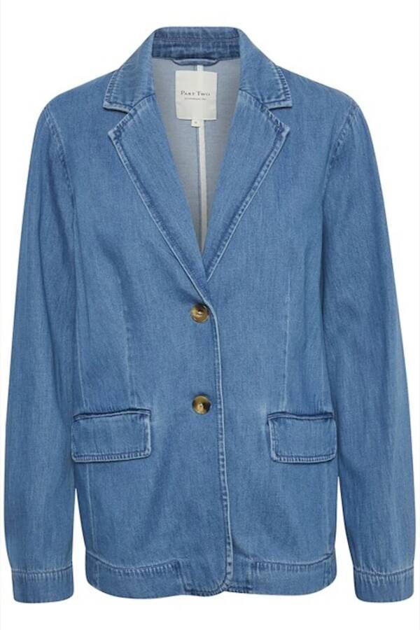 Part Two Blauwe Denim Jas met Minimalistisch Ontwerp Blauw Dames