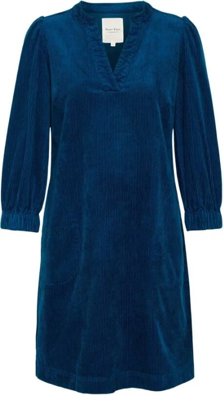 Part Two Blauwe Opal Jurk met ¾ Mouwen Blauw Dames