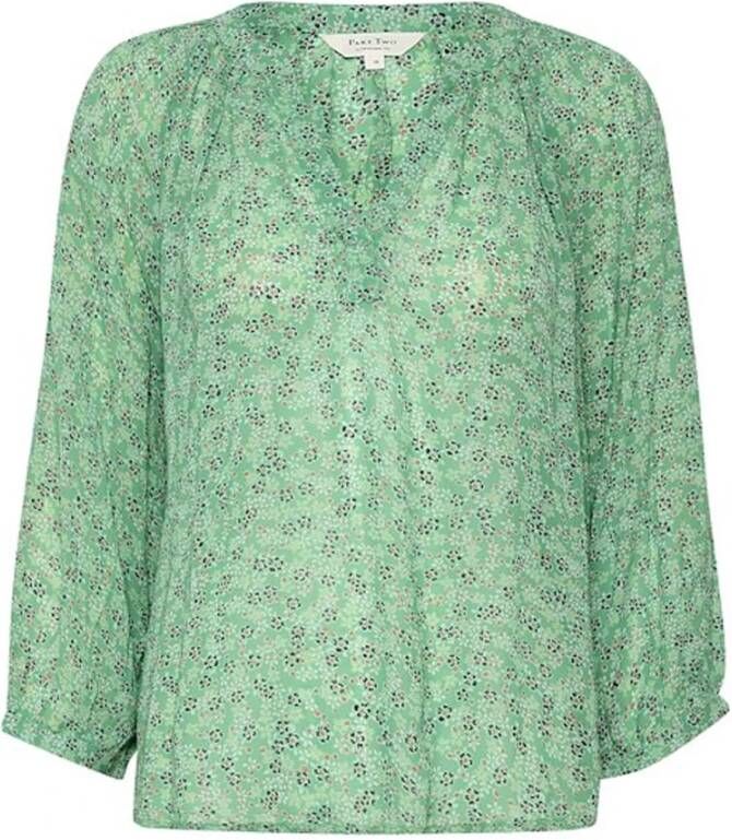 Part Two Blouse met bloemenprint en 3 4 mouwen Groen Dames