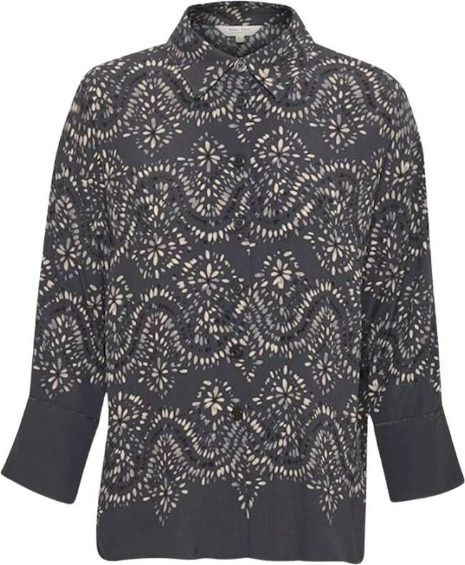 Part Two Blouse met lange mouwen en randprint Zwart Dames
