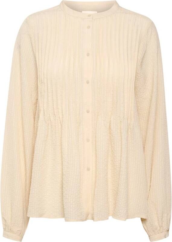 Part Two Blouse met lange mouwen van wafelstof Beige Dames