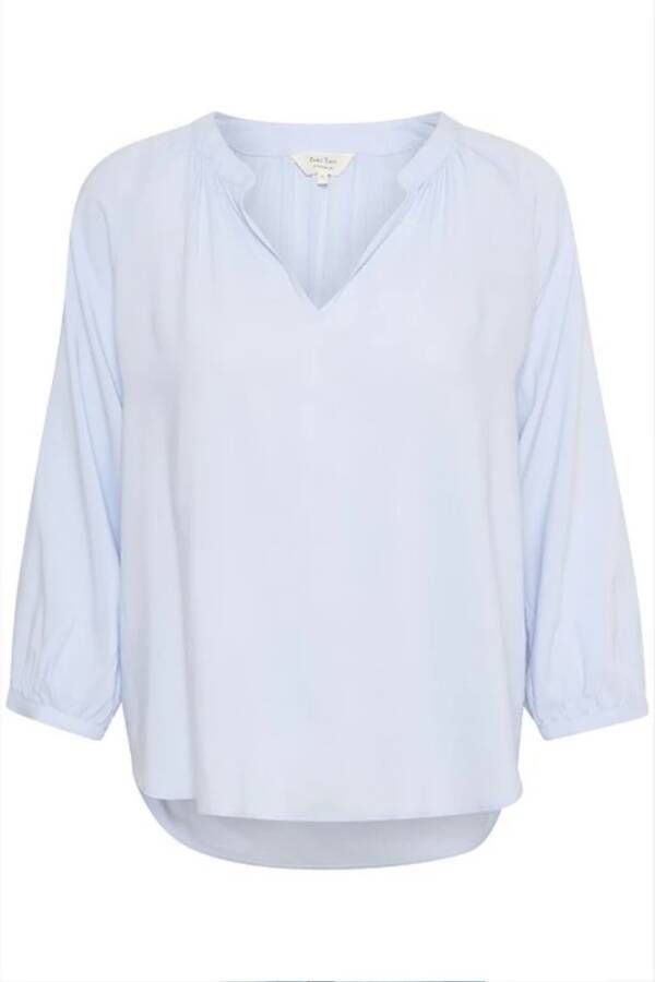 Part Two Stijlvolle Viscose Blouse met ¾ Mouwen en V-Hals Blue Dames