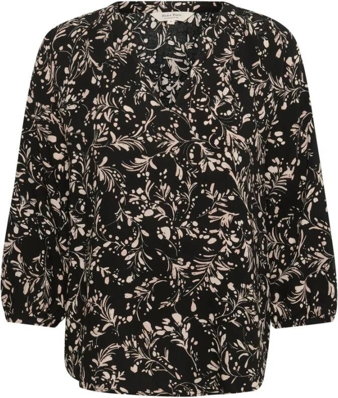 Part Two Zwarte Marmeren Tak Print Blouse Black Dames