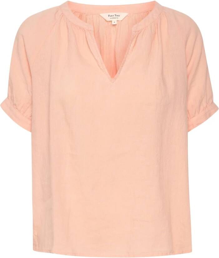 Part Two Casual korte mouw blouse voor moderne vrouwen Roze Dames