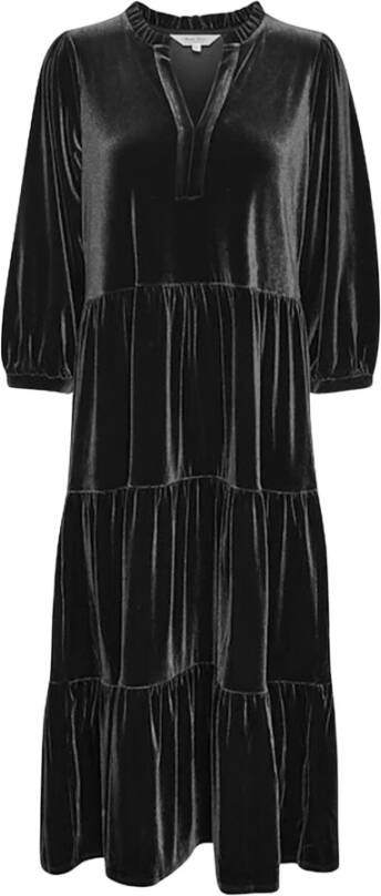Part Two Dagelijkse Velvet Midi Jurk Zwart Dames